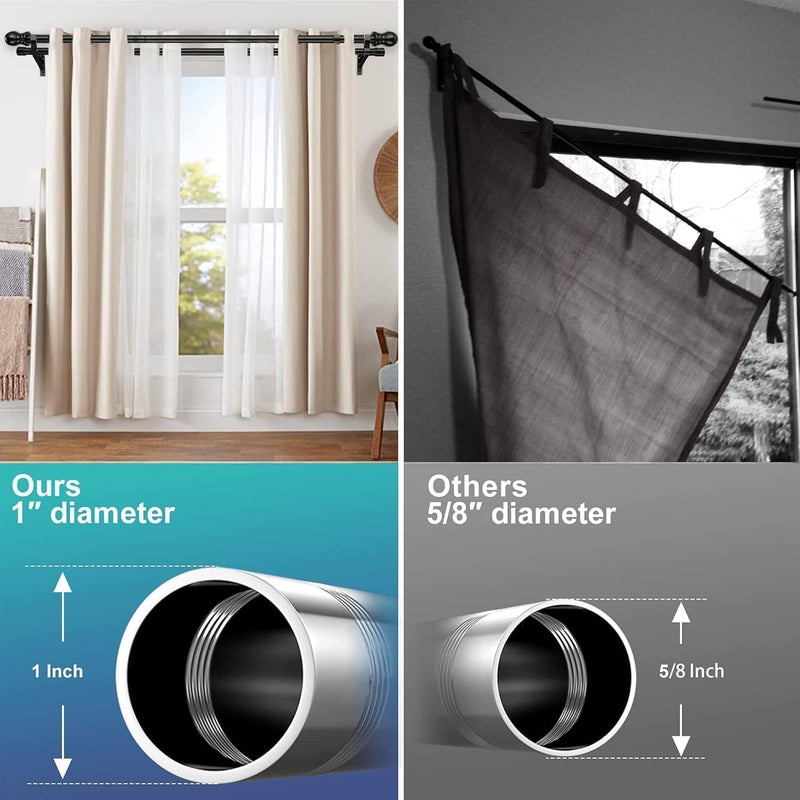 SOMUNS Double Curtain Rod 30 to 72 Inch, Blackout Curtain Rods for Windows with Heavy Duty Snap-On Bracket, 1 inch Stainless Steel Dual Rods for Drapes and Curtains, Adjustable Sections, Decorative Finals - Image 3